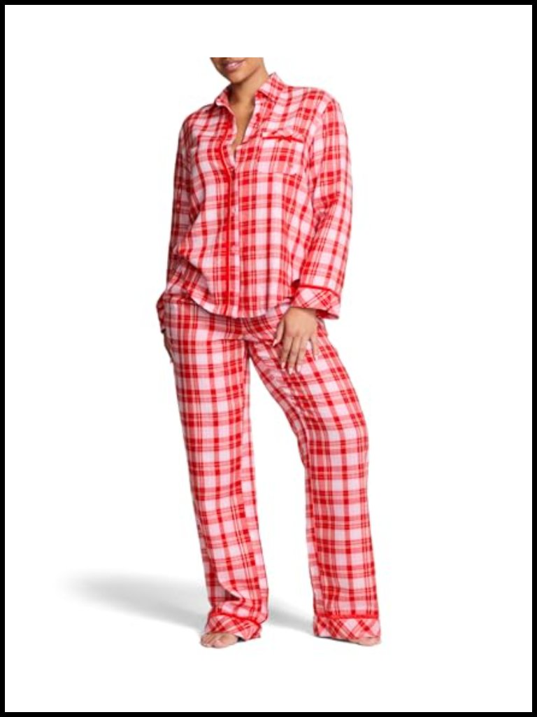 Women's Flannel Pajama Set, Long Sleeve Button Down Shirt & Pants, Sleepwear